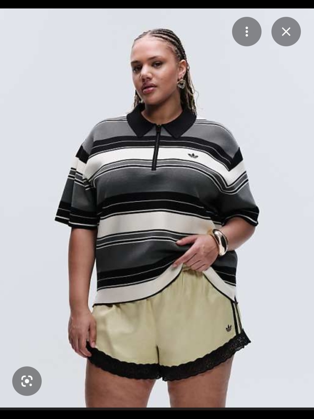 adidas Originals Cream Shorts with Black Lace Trim - Picture 2 of 2
